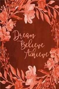 Chalkboard Bullet Dot Grid Journal - Dream Believe Achieve (Orange)