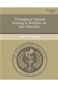 Throughput Optimal Routing in Wireless Ad-Hoc Networks