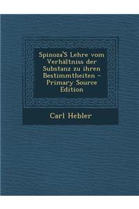 Spinoza's Lehre Vom Verhaltniss Der Substanz Zu Ihren Bestimmtheiten