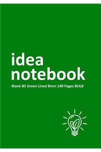 Idea Notebook Blank B5 Green Lined 8mm 140 Pages BULB