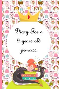 Diary For a 9 years old princess: Inspirational Journal / Notebook - 6x9 inch - Lined Paper - 120 Pages - Perfect Pink/Rose Design Anniversary Gift for every Girl, Sister, Mother, Mo