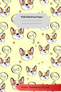 Dog Sloth Theme Wide Ruled Line Paper