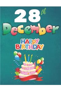 28th December Happy Birthday Notebook Journal