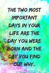 The Two Most Important Days in Your Life Are the Day You Were Born and the Day You Find Out Why.