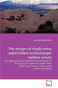 design of single entry radial inflow turbocharger turbine volute