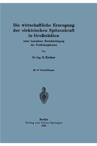 Die wirtschaftliche Erzeugung der elektrischen Spitzenkraft in Großstädten