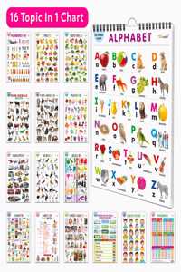 Essential Chart Of All In One : My First ALL IN ONE SPIRAL CHART Educational Chart books for toddlers Collection With 16 Topics, return gifts for kids