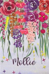 Mollie: Personalized Lined Journal - Colorful Floral Waterfall (Customized Name Gifts)