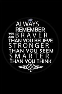 Always Remember You Are Braver Than You Believe Stronger Than You Seem Smarter Than You Think
