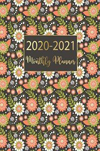 2020-2021 Monthly Planner: Floral Design Two Year Monthly Planner from January 2020 to December 2021 Calendar - 24 Months with US Holidays - 2 Year Schedule and Organizer