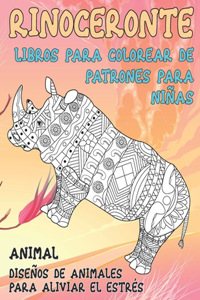 Libros para colorear de patrones para niñas - Diseños de animales para aliviar el estrés - Animal - Rinoceronte