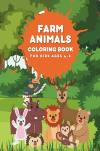 Farm Animals Coloring Book For Kids Ages 4-8