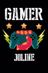 Gamer Joline: Liniertes Notizbuch für deinen Vornamen