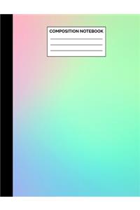 Composition Notebook: Pastel Pink & Mint Rainbow Wide Ruled Lined Note Book - Pretty Ombre Exercise Book & Journal with Lines for Kids, Teens, Students or Teachers to Wri