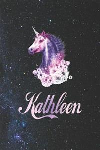 Kathleen: First Name Personalized Unicorn Customized Names Gift Birthday Girl Notebook Journal