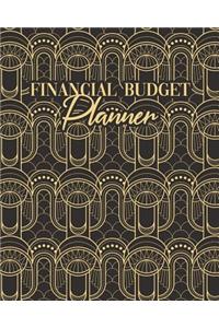 Financial Budget Planner: Weekly Organizer Monthly Expense Tracker Finance Ledger Notebook Daily Debt Management Black Gold Art Deco Pattern Cover