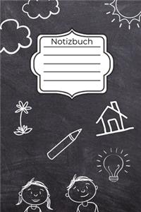 Notizbuch: A5 Notizbuch KARIERT Geschenk zur Grundschule - Schulanfaenger - Sohn Tochter Enkelkinder - Schulkind - Erste Klasse - 1. Schultag - Idee Schultüte