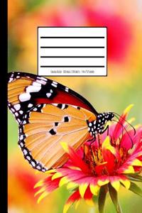 Butterfly & Flowers Composition Book: College Ruled - 100 Pages / 200 Sheets - 7.44 X 9.69 Inches