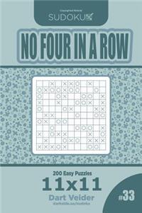 Sudoku No Four in a Row - 200 Easy Puzzles 11x11 (Volume 33)