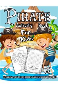 Pirate Activity Book for Kids Ages 4-8