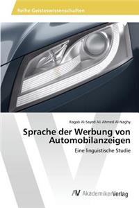 Sprache der Werbung von Automobilanzeigen