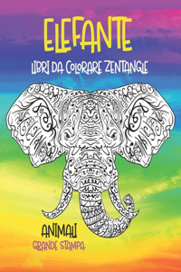 Libri da colorare Zentangle - Grande stampa - Animali - Elefante