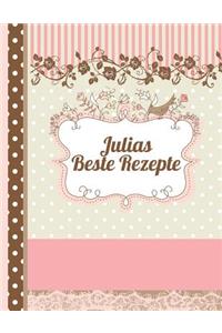 Julias Beste Rezepte: Das personalisierte Rezeptbuch "Julia" zum Selberschreiben für 120 Rezept Favoriten mit Inhaltsverzeichnis uvm. - edles, Scrapbook Design - ca. A4 S