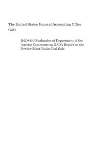 B-208410 Evaluation of Department of the Interior Comments on Gao's Report on the Powder River Basin Coal Sale