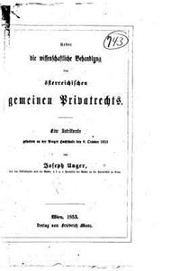 Ueber die wissenschaftliche Behandlung