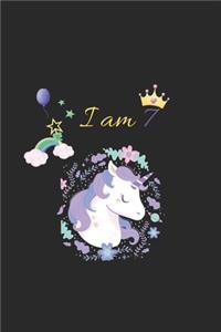 i am 7: unicorn wishes you a happy 7th birthday princess - beautiful & cute birthday gift for your little unicorn princess