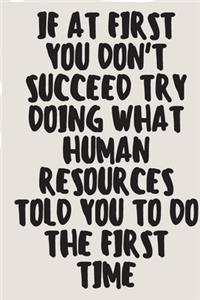 if at first you don't succeed try doing what human resources told you to do the first time Funny A beautiful
