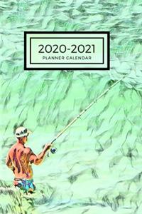 Teal Green Fisherman in the Ocean Surf Dated Calendar Planner 2 years To-Do Lists, Tasks, Notes Appointments