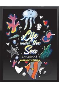 Life Under the Sea Coloring Book Midnight Edition
