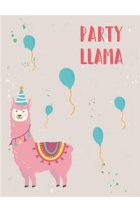 Party llama: Party with llama on grey cover (8.5 x 11) inches 110 pages, Blank Unlined Paper for Sketching, Drawing, Whiting, Journaling & Doodling