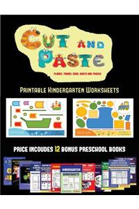 Printable Kindergarten Worksheets (Cut and Paste Planes, Trains, Cars, Boats, and Trucks)