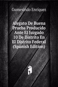 Alegato De Buena Prueba Producido Ante El Juzgado 10 De Distrito En El Distrito Federal (Spanish Edition)