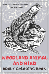 Woodland Animal and Bird - Adult Coloring Book - Deer, Red panda, Squirrel, Lion, and more