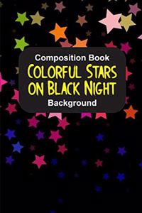 Composition Book Colorful Stars on Black Night Background