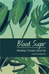 Blood Sugar Weekly Tracker Journal For Diabetes - Green Tropical Theme