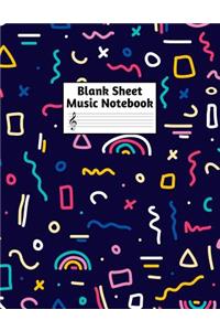 Blank Sheet Music Notebook: Easy Blank Staff Manuscript Book Large 8.5 X 11 Inches Musician Paper Wide 12 Staves Per Page for Piano, Flute, Violin, Guitar, Trumpet, Drums, Cell