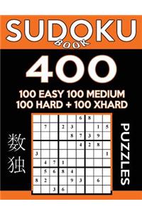 Sudoku Book 400 Puzzles, 100 Easy, 100 Medium, 100 Hard and 100 Extra Hard