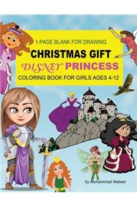 Disney Princess Coloring Book for Girls Ages 4-12 - 1-Page Blank for Drawing