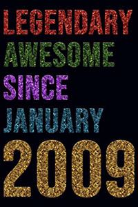 Legendary Awesome Since January 2009 Notebook Birthday Gift