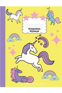 Unicorn Composition Notebook Wide Ruled, Back To School