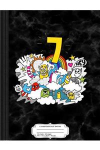 Kids 7th Birthday Monsters Unicorn Composition Notebook