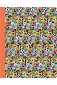 Journal: Doodle Monsters (Orange) 8x10 - Graph Journal - Journal with Graph Paper Pages, Square Grid Pattern