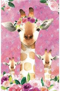 Journal Notebook For Animal Lovers Giraffes In Flowers 2