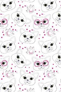 Journal Notebook For Cat Lovers White Cats Faces and Paws