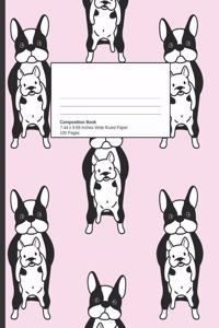 Boston Terrier Back To School Composition Notebook For Girls or Boys - Funny Dog Pattern - For Elementary Journal Writing or Notes - Wide Ruled Blank, Lined