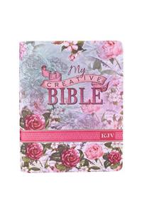 KJV Holy Bible, My Creative Bible, Faux Leather Flexcover - Ribbon Marker, King James Version, Pink Floral